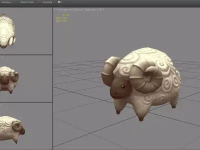 Cartoon Sheep Low-poly 3D model 4