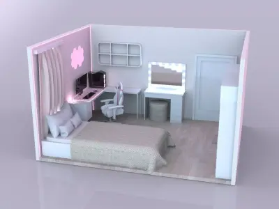 A Girly Bedroom  3D model