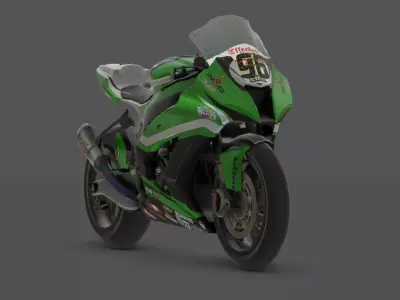 Kawasaki ZX-10R  Superb Racing Bike 3D Model Low-poly 3D model