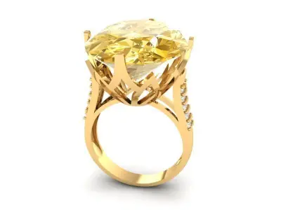 Luxury Crown Large Gemstone Ring for Women 3D Model 475 3D print model