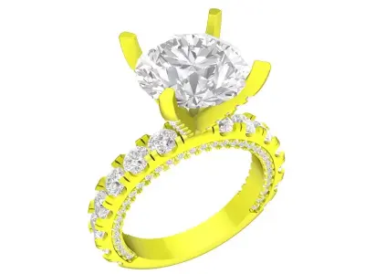 7309 luxury korean style diamond engagement ring 3D print model