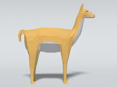 Low Poly Cartoon Llama Guanaco Low-poly 3D model