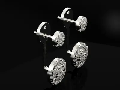 Diamond halo Jacket Earring 3D print model