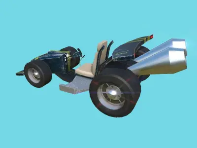 Kart Vehicle 05 - Racing Car - Blue Yellow Low-poly 3D model