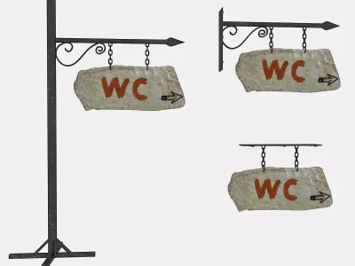 old stone wc sign 02 Low-poly 3D model