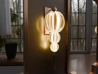 Elegant Wall Mirror and Sconce Set Luxury Decorative 3D Models  3D model