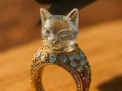 mew cat purrfect colored ring Low-poly 3D model