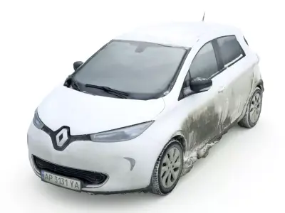 2019 Renault Zoe 2019 in Dirty Snow Low-poly 3D model
