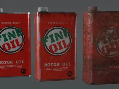 Motor Oil Can - 3 Variants New-Old-Aged and Rusted  Low-poly 3D model