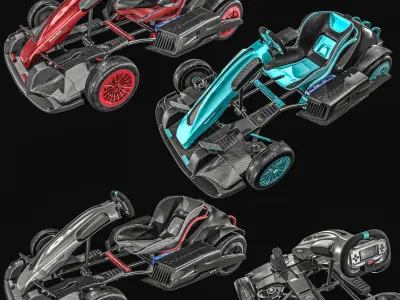 Go Kart  3 Set Low-poly 3D model