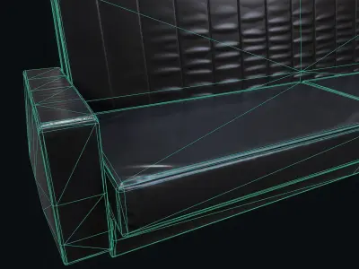 Triple Leather Sofa Low Poly Low-poly 3D model