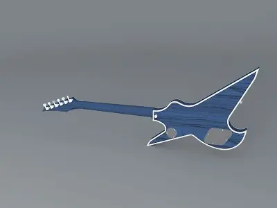 A blue shark shaped guitar Free 3D model