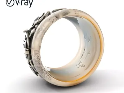 Intricate Silver Ring Model Pack Low-poly 3D model