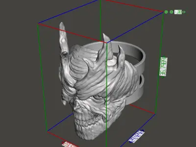Skull ring jewelry wooden  vol7  3D print model