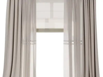 Curtains with Roman blinds 37 HBH Low-poly 3D model