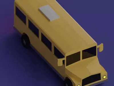 Scholar Bus Low Poly Low-poly 3D model