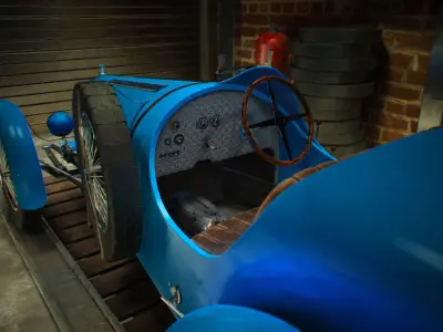 Bugatti Type 37 and Garage 3D model