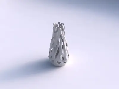 Vase curved with faceted cuts and bulges  3D print model