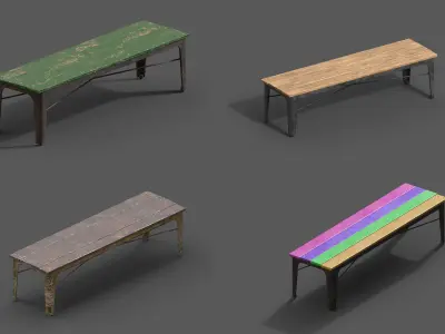 Bench Pack 16 Low-poly 3D model