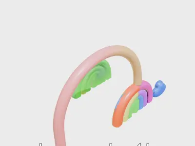 Rainbow Acrylic Shelf with Cloud Stoppers Low-poly 3D model
