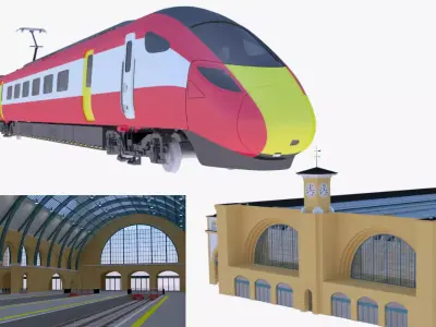 Kings Cross and Hitachi Azuma 3D Model Collection