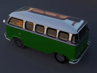 Volkswagen Mini Bus Low-poly 3D model