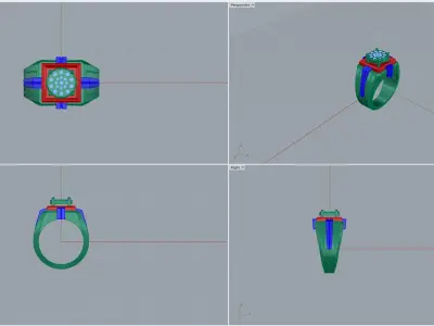 Diamond man ring white and yellow 3D print model