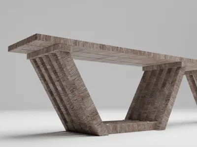 Modern Wooden Bench  Free 3D model