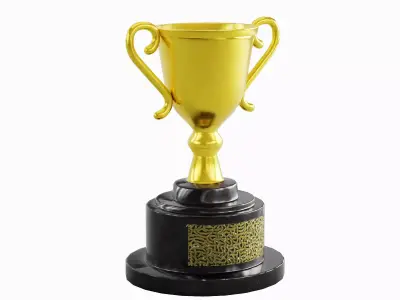 Trophy Gold Award Set Low-poly 3D model