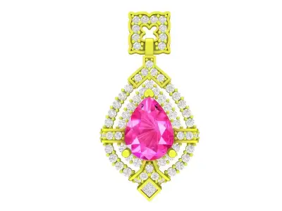 7315 luxury korean style diamond pear women pendant 3D print model
