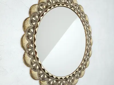 Vintage Scalloped Metal Work Mirror 3D model
