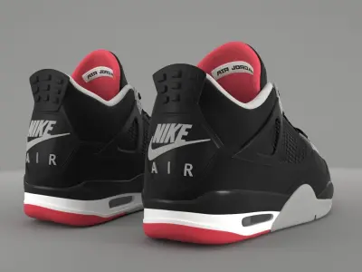Air Jordan 4 Retro Bred PBR Low-poly 3D model