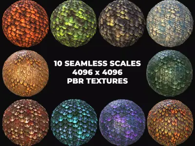 10 Seamless Scales PBR Materials - Set 3 - Texture