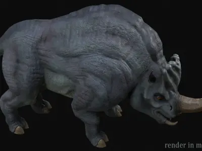Rhino creature Low-poly 3D model