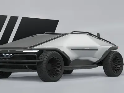 SCI-FI Futuristic CYBERTRUCK CONCEPT - design study Low-poly 3D model