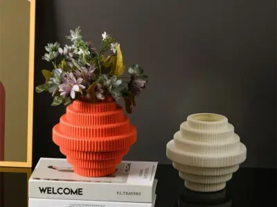 Gear Texture Cylinder Vase 3D print model