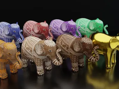 Elephant Statues Low-poly 3D model purchase