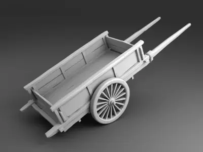 Vintage Wooden Cart Low-poly 3D model
