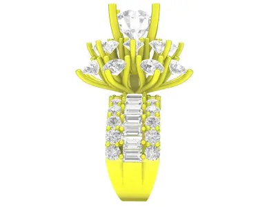 A7501 HongKong Style Diamond Women Engagement Ring 3D Model 3D print model