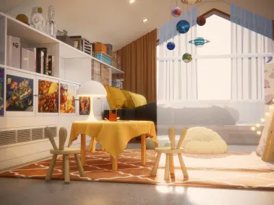 Living room loft 3D model