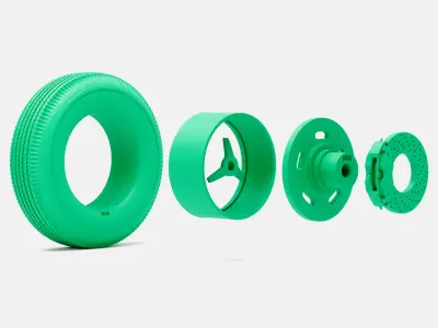 15x7 Kidney Bean Wheel Firestone 890-15 Tire 3D print model