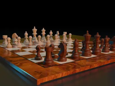 Chess two pieces on board Low-poly 3D model