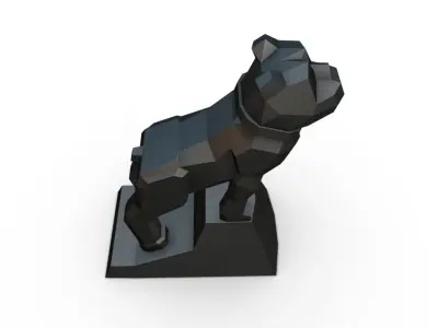 bulldog low poly statue 3D print model