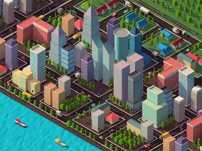 Low Poly City Pack Low-poly 3D model