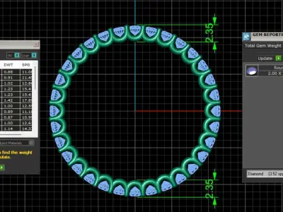 U Shaped Eternity Ring 2mm stone size swiss 19 and EU59 3D print model