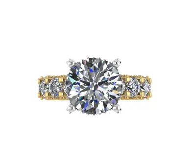 Two tone luxury engagement ring 3D print model