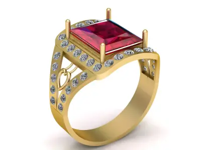 LUXRY DIAMONT RUBY  RING 3D PRINTABLE MODEL  3D print model