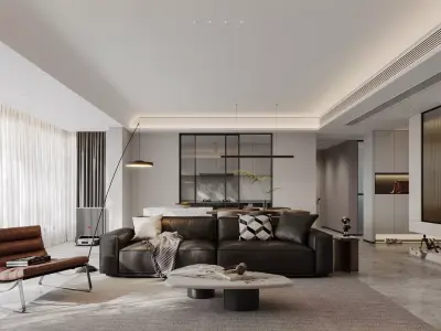 Modern living room dining room interior scenes 202 3D model