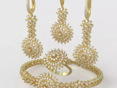 Ring Bracelet Earring and Pendant Set 3D printable model 0038 3D Model Pack