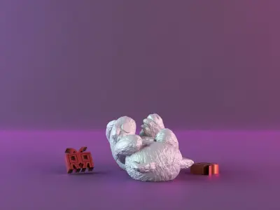 Cute teddy cat 3D print model